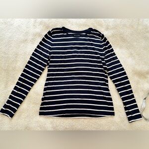 Banana Republic Navy and White Striped Tee